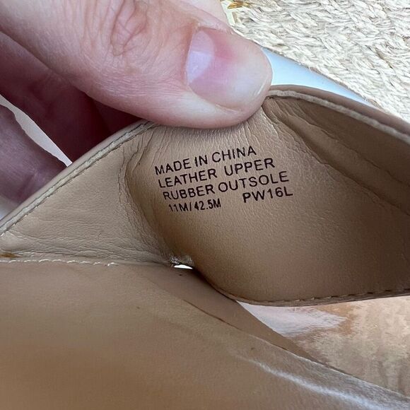 Michael Kors MK Nude Leather Platform Wedge Sandal Heel Size 11 Ankle Strap Pump - Picture 8 of 10